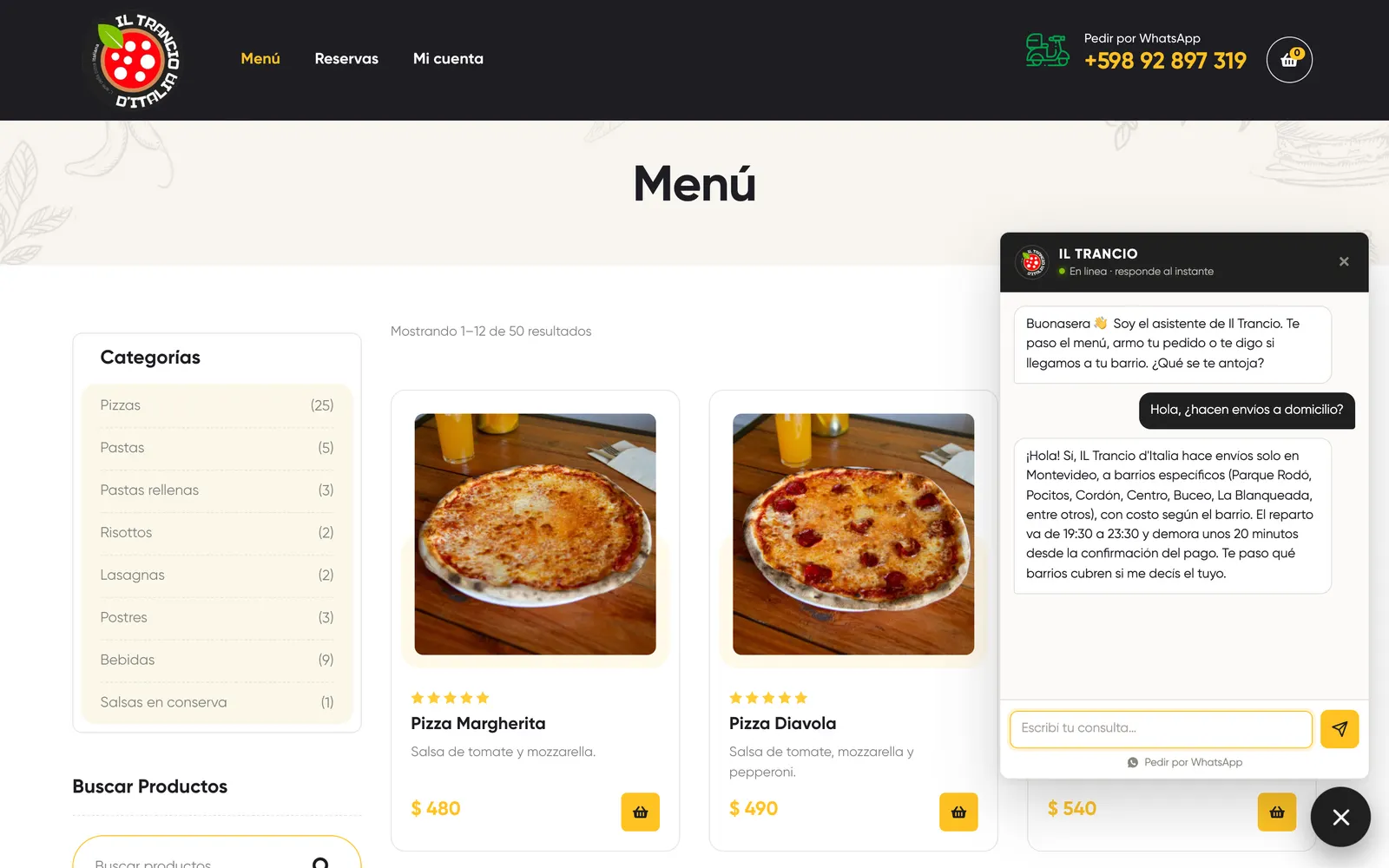 Agente de IA web para restaurante